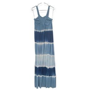 Design History Size M Medium Braided V-Neck Maxi Sundress in Blue Tie Dye